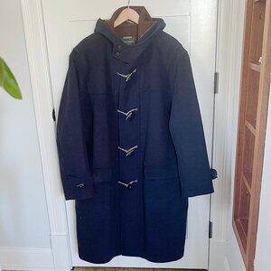 Lodenfrey Men's Dark Navy Brown Hooded Duffle Coat XXL